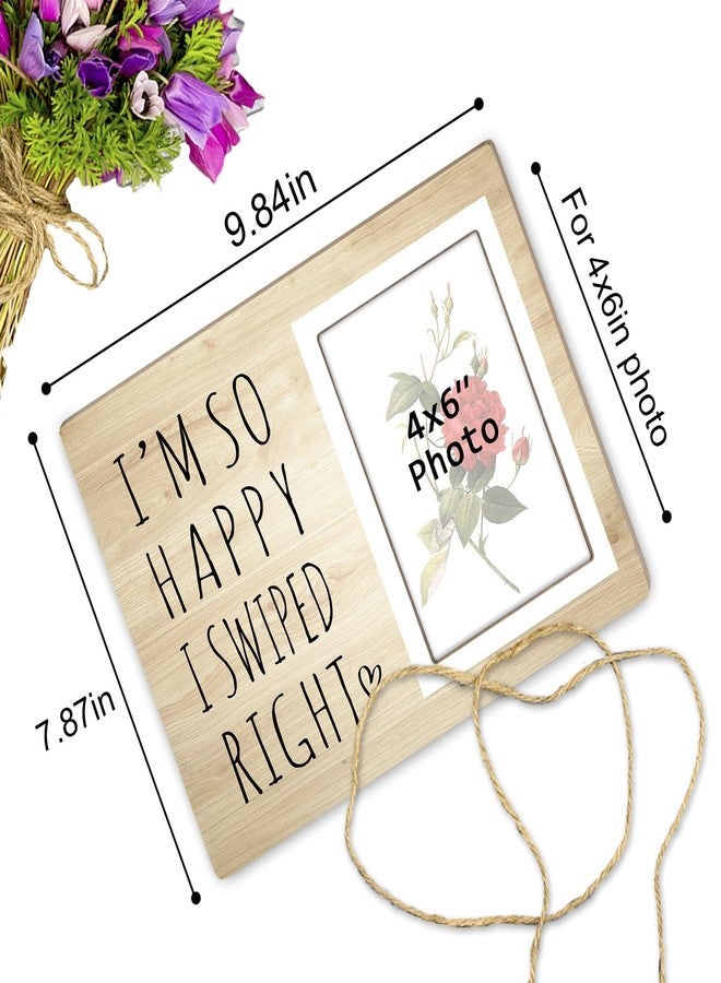 Itsoly Funny Picture Frame Gifts,Birthday Christmas Valentine Gifts For Couple Husband Wife Girlfriend Boyfriend, I'm So Happy I Swiped Right Picture Photo Frame,4x6Inch Photo12P100 - Image 2
